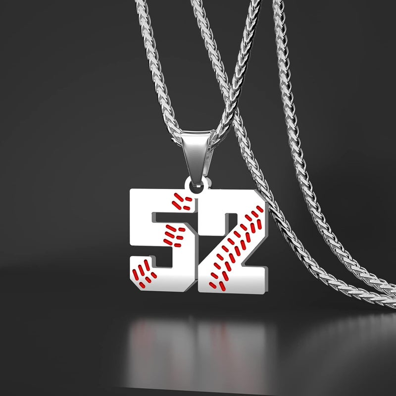 Wikavanli Personalized Baseball Jersey Number 00-99 Necklace - Stainless Steel Baseball Chain Pendant Necklace - Team Jewelry Gift for Boys, Girls, Men, Women - Image 2